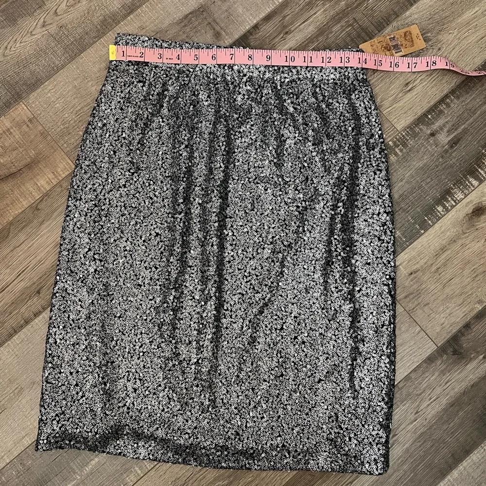 Daniel Cremieux silver and black sequin lined Pencil Skirt Sz S NWT